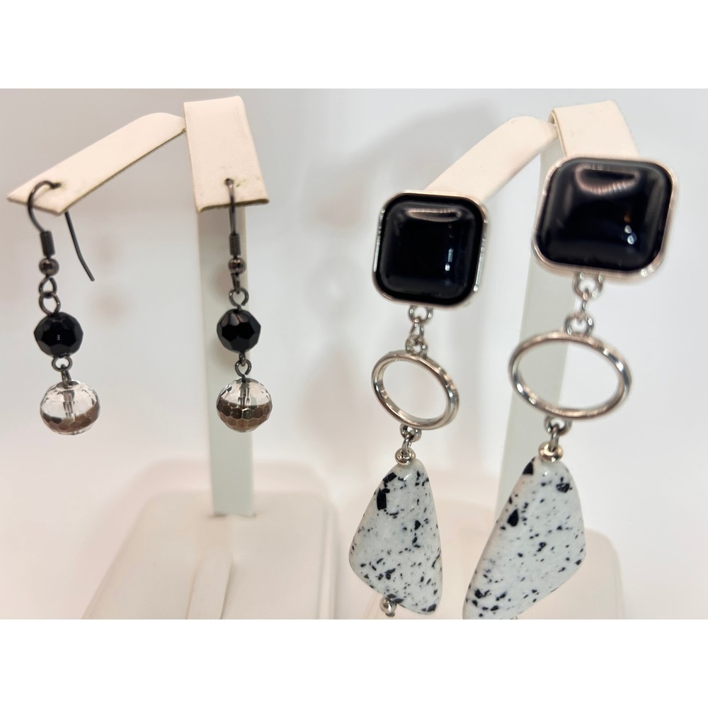 Earring Set Women OS Black White Good Geometric Drop Dangle Mixed